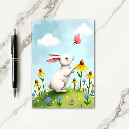 Bunny Butterfly Springtime Scene Card