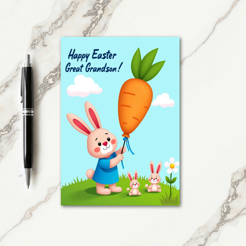 Bunny Carrot Balloon Easter Card
