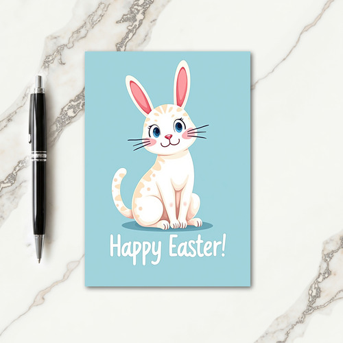 Bunny Cat Happy Easter Card