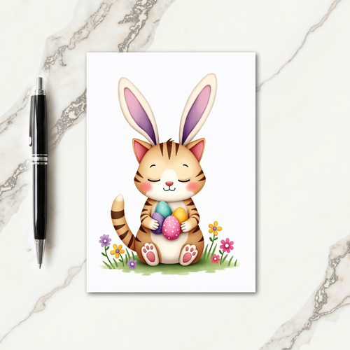 Bunny Cat Happy Springtime Card