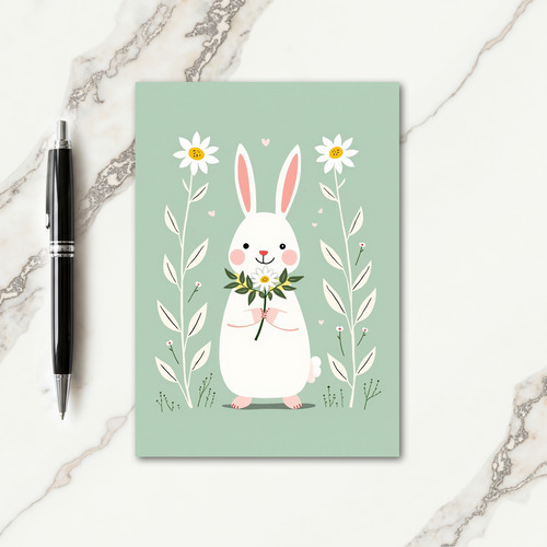 Bunny Daisy Cute Art Card