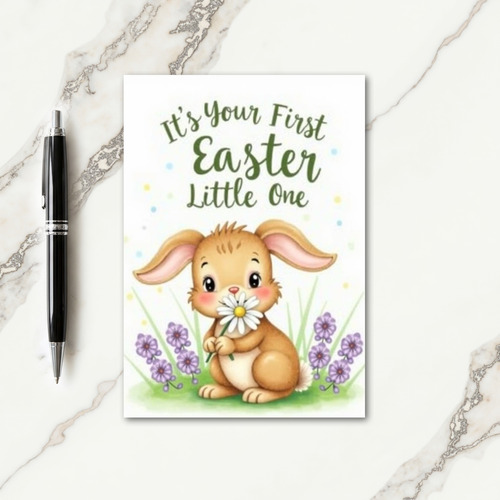 Bunny Daisy Easter First Year Card