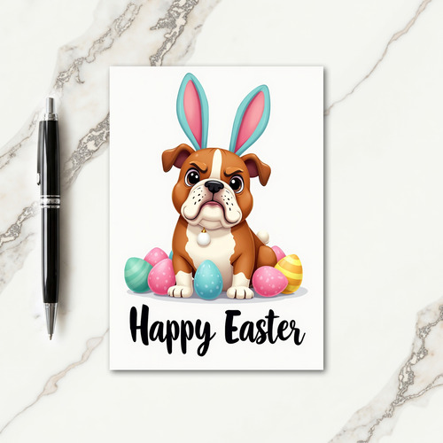 Bunny Ears Dog Easter Card