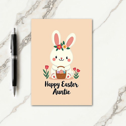 Bunny Floral Basket Eggs Card