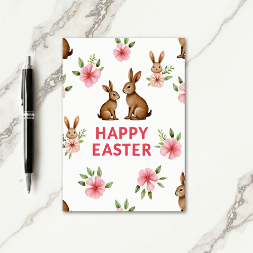 Bunny Floral Happy Easter Card
