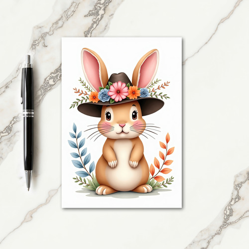 Bunny Floral Hat Pattern Card