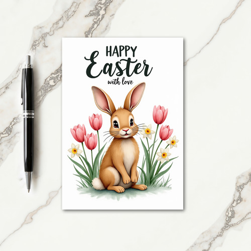 Bunny Floral Springtime Season Card