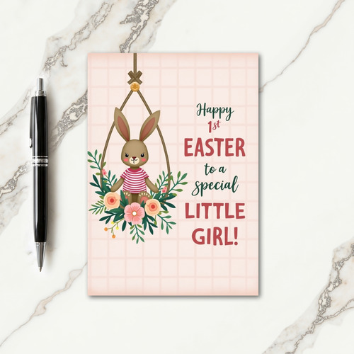 Bunny Floral Swing Happy Day Card
