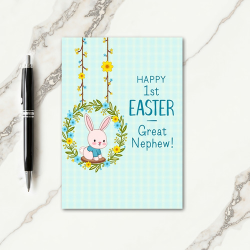 Bunny Floral Wreath Spring Card