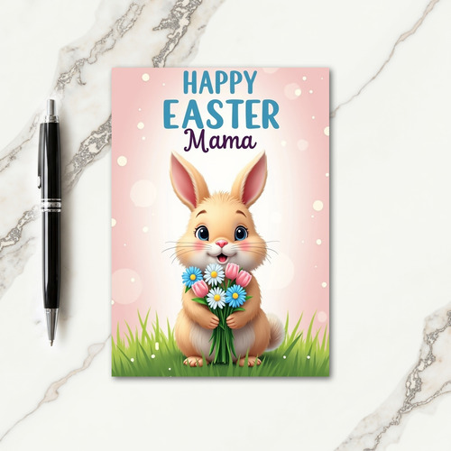 Bunny Flowers For Mom Card