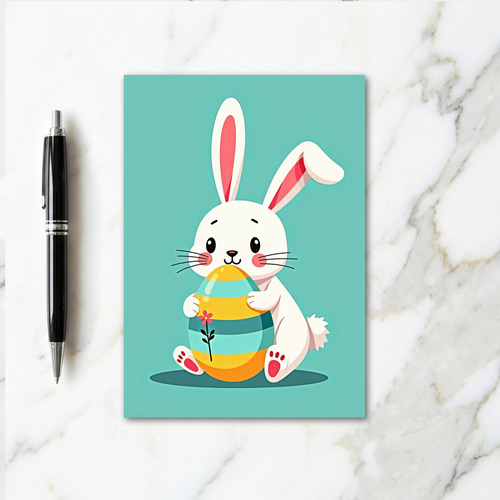 Bunny Hugs Striped Egg Card