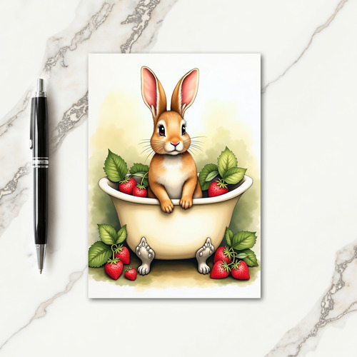 Bunny In A Basin Cute Art Card