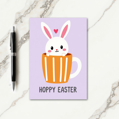 Bunny In A Mug Cute Card