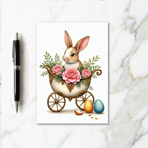 Bunny In Carriage Sweet Spring Card