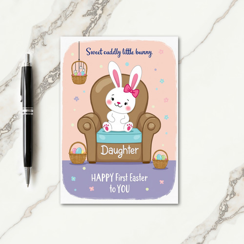 Bunny In Chair Springtime Card