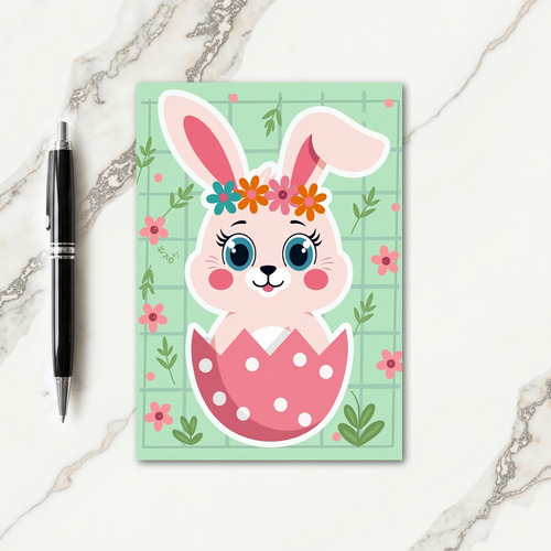 Bunny In Egg Happy Spring Card