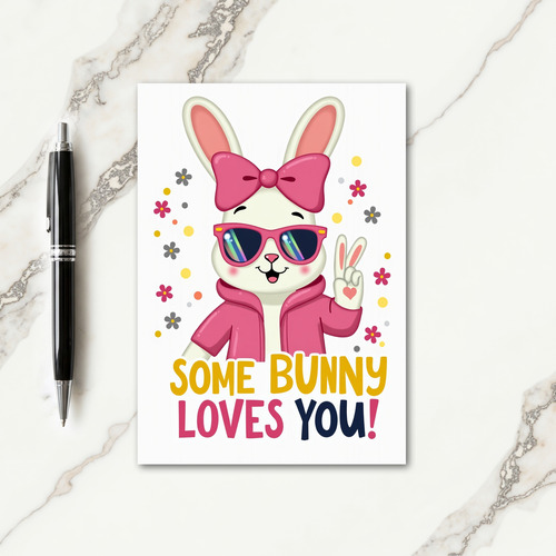 Bunny Love Heart Pattern Card