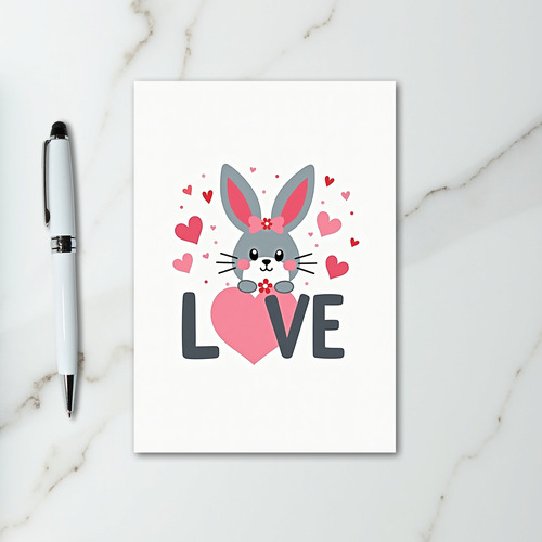 Bunny Love Hearts Valentine Card