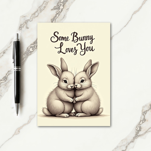 Bunny Love Sepia Birthday Card