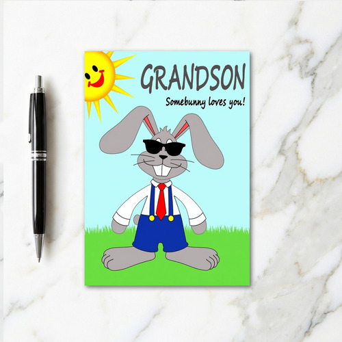 Bunny Overalls Love You Card
