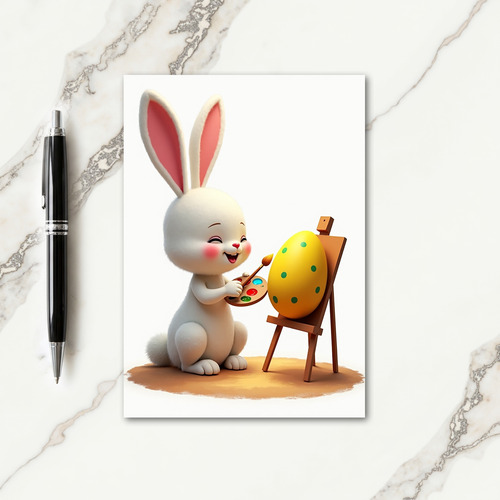 Bunny Painting An Egg Card