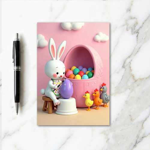 Bunny Painting Easter Egg Card