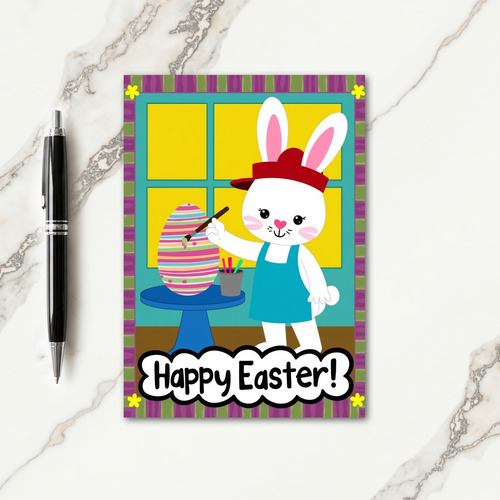 Bunny Painting Egg Happy Card