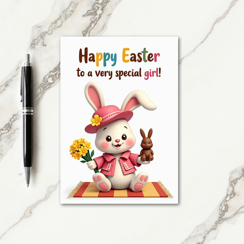 Bunny Special Girl Easter Card