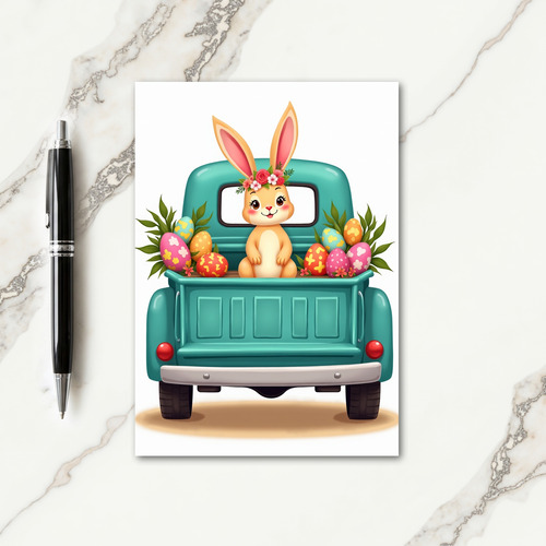 Bunny Truck Springtime Joy Card