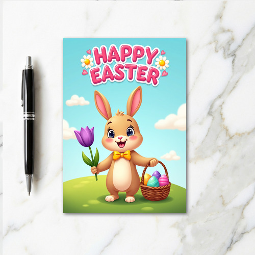 Bunny Tulips Easter Pattern Card