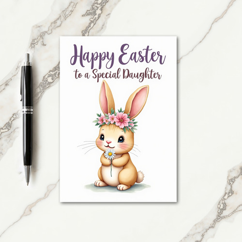 Bunny With Daisy Spring Card