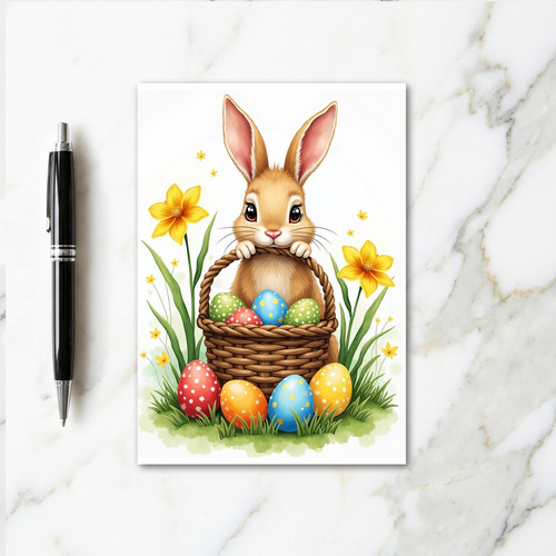 Bunny With Eggs Spring Card