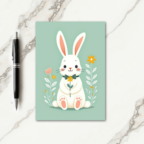Bunny With Flower Friend Card
