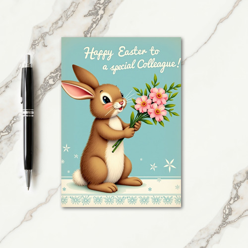 Bunny With Flowers Friend Card