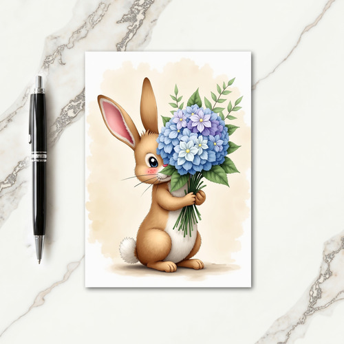 Bunny With Flowers Greeting Card