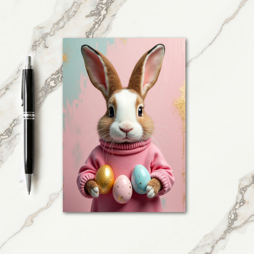 Bunny With Gifts Cute Holiday Card