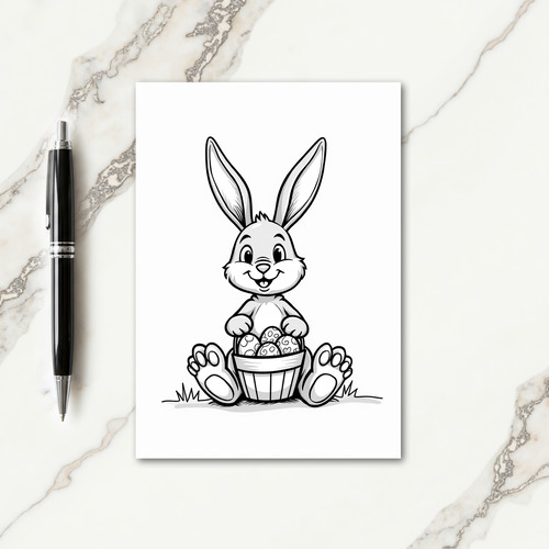 Bunny With Heart Pattern Egg Card