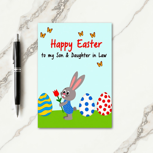 Bunny With Tulip Hello Card