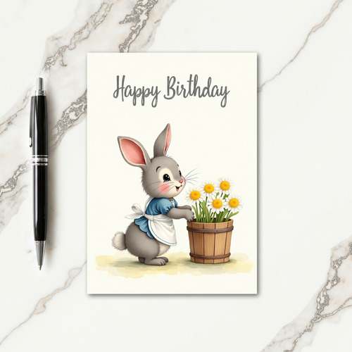 Bunnys Birthday Flower Card