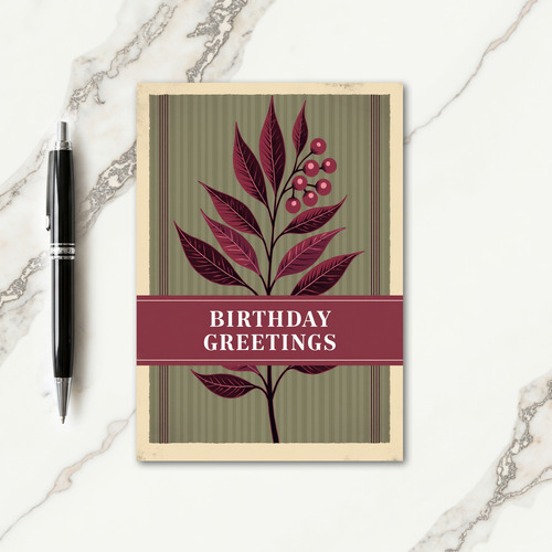 Burgundy Berry Birthday Card