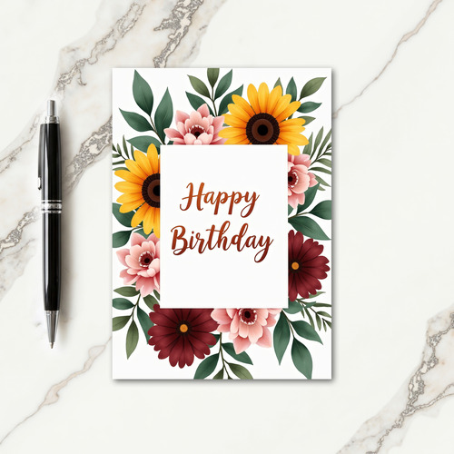 Burgundy Bloom Birthday Card