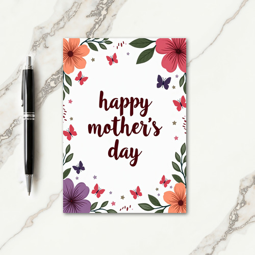 Burgundy Script Happy Mothers Day Card