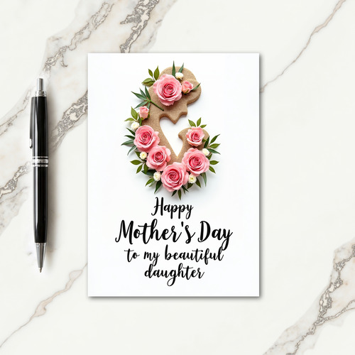 Burlap Rose Mothers Day Card