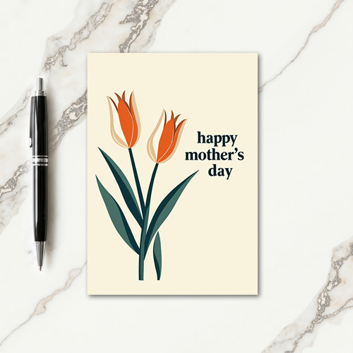 Burnt Orange Floral Mothers Day Card
