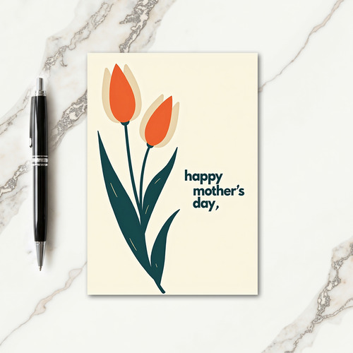 Burnt Orange Tulip Mothers Day Card