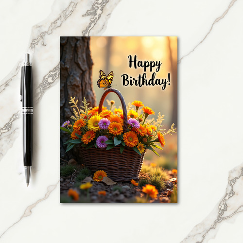 Butterfly Basket Birthday Card