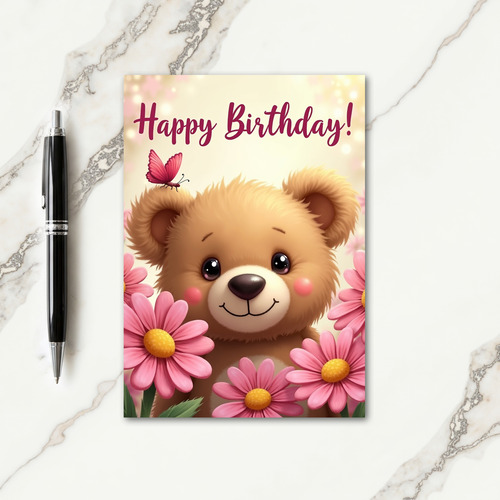 Butterfly Bear Birthday Card