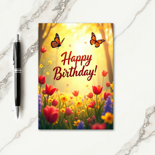 Butterfly Floral Birthday Card