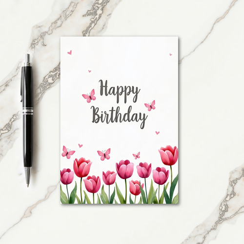 Butterfly Script Birthday Card