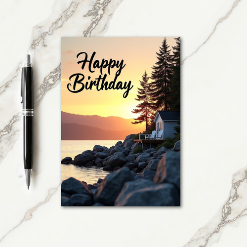 Cabin Birthday Seascape Card